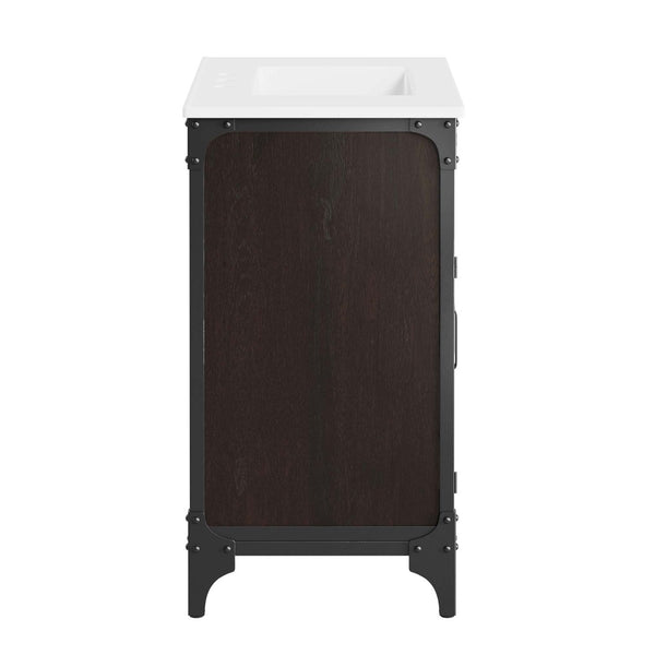 Modway Furniture Steamforge 30" Bathroom Vanity - Industrial-Modern Design with Durable Metal Frame & Ceramic Sink EEI-6415-WHI-BLK