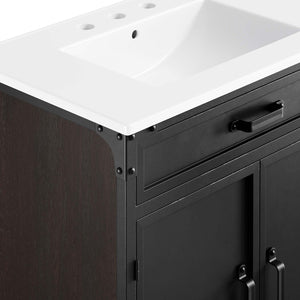 Modway Furniture Steamforge 30" Bathroom Vanity - Industrial-Modern Design with Durable Metal Frame & Ceramic Sink EEI-6415-WHI-BLK