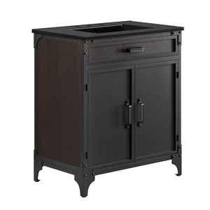 Modway Furniture Steamforge 30" Bathroom Vanity - Industrial Modern Design with Ceramic Sink & Ample Storage Space EEI-6416-BLK-BLK