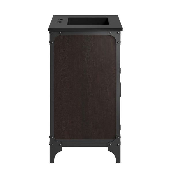 Modway Furniture Steamforge 30" Bathroom Vanity - Industrial Modern Design with Ceramic Sink & Ample Storage Space EEI-6416-BLK-BLK