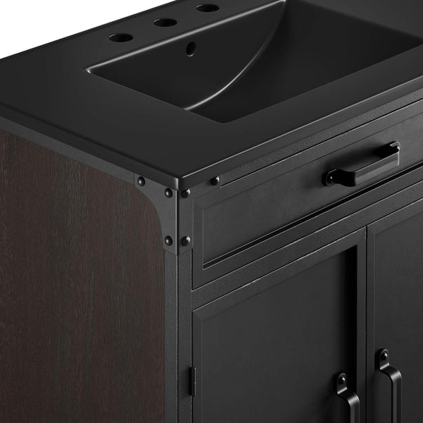 Modway Furniture Steamforge 30" Bathroom Vanity - Industrial Modern Design with Ceramic Sink & Ample Storage Space EEI-6416-BLK-BLK