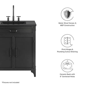 Modway Furniture Steamforge 30" Bathroom Vanity - Industrial Modern Design with Ceramic Sink & Ample Storage Space EEI-6416-BLK-BLK
