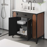 Modway Furniture Steamforge 36" Bathroom Vanity White Black 18.5 x 36 x 39.5