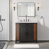 Modway Furniture Steamforge 36" Bathroom Vanity White Black 18.5 x 36 x 39.5