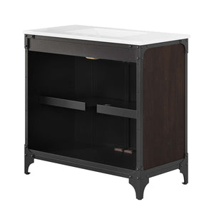 Modway Furniture Steamforge 36" Bathroom Vanity - Modern Industrial Design with Ceramic Sink & Ample Storage Solutions EEI-6417-WHI-BLK