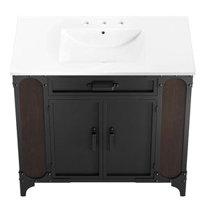 Modway Furniture Steamforge 36" Bathroom Vanity - Modern Industrial Design with Ceramic Sink & Ample Storage Solutions EEI-6417-WHI-BLK