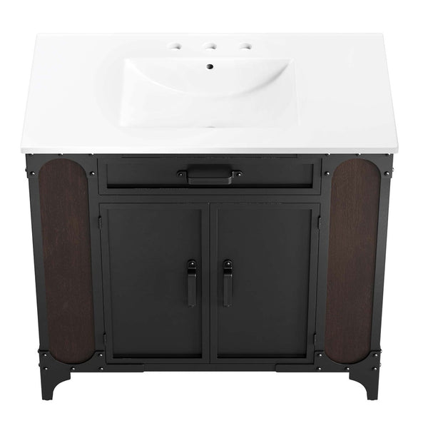 Modway Furniture Steamforge 36" Bathroom Vanity - Modern Industrial Design with Ceramic Sink & Ample Storage Solutions EEI-6417-WHI-BLK