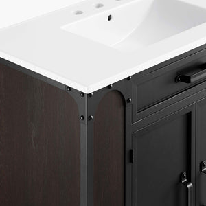 Modway Furniture Steamforge 36" Bathroom Vanity - Modern Industrial Design with Ceramic Sink & Ample Storage Solutions EEI-6417-WHI-BLK