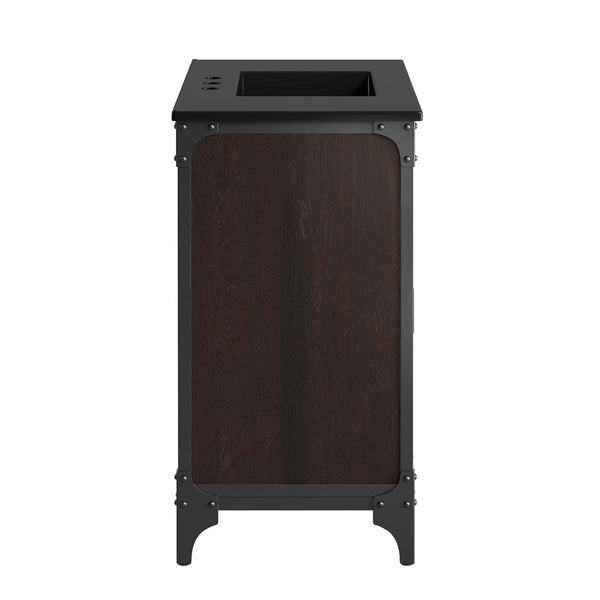 Modway Furniture Steamforge 36" Bathroom Vanity - Industrial-Modern Design with Ceramic Sink & Ample Storage Options EEI-6418-BLK-BLK