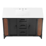Modway Furniture Steamforge 48" Single Sink Bathroom Vanity White Black 18.5 x 48 x 39.5