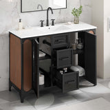 Modway Furniture Steamforge 48" Single Sink Bathroom Vanity White Black 18.5 x 48 x 39.5