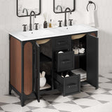 Modway Furniture Steamforge 48" Double Sink Bathroom Vanity White Black 18.5 x 48 x 39.5