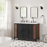 Modway Furniture Steamforge 48" Double Sink Bathroom Vanity White Black 18.5 x 48 x 39.5
