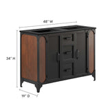 Modway Furniture Steamforge 48" Double Sink Bathroom Vanity Black Black 18.5 x 47.5 x 39.5