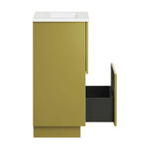 Modway Furniture Quantum 18" Bathroom Vanity White Gold 15.5 x 18 x 39