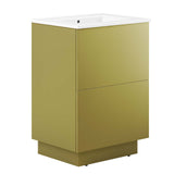 Modway Furniture Quantum 24" Bathroom Vanity White Gold 18.5 x 24.5 x 40.5