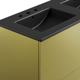 Modway Furniture Quantum 48" Double Sink Bathroom Vanity Black Gold 18.5 x 47.5 x 39.5