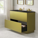 Modway Furniture Quantum 48" Double Sink Bathroom Vanity Black Gold 18.5 x 47.5 x 39.5