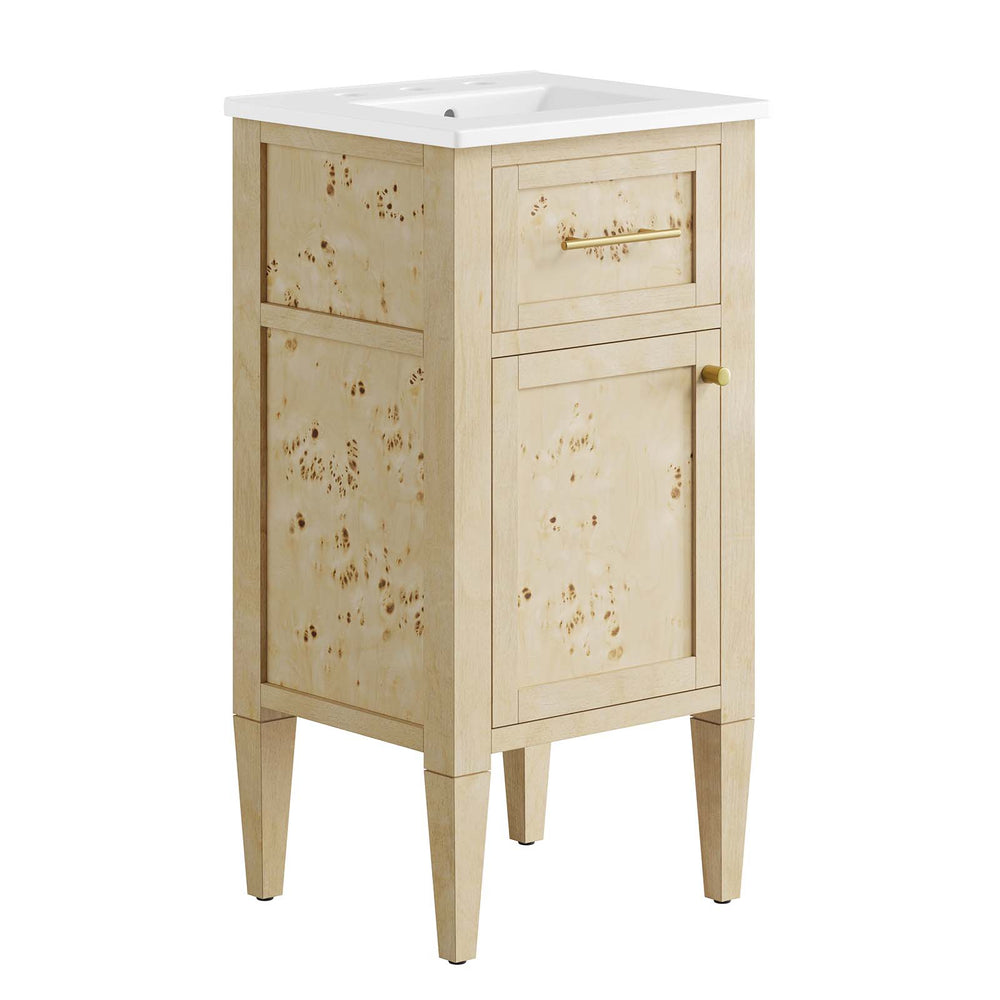 Modway Furniture Elysian 18" Wood Bathroom Vanity White Burl 17.5 x 17 x 39