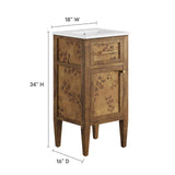 Modway Furniture Elysian 18" Wood Bathroom Vanity White Brown 17.5 x 16.5 x 36