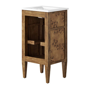 Modway Furniture Elysian 18" Wood Bathroom Vanity - Handcrafted Mid-Century Design with Ceramic Sink & Storage Solutions EEI-6436-WHI-BRN