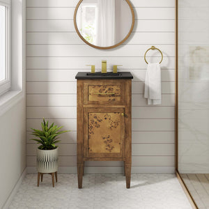 Modway Furniture Elysian 18" Handcrafted Wood Bathroom Vanity with Integrated Sink & Open Shelving - Black Brown EEI-6438-BLK-BRN