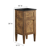 Modway Furniture Elysian 18" Wood Bathroom Vanity Black Brown 15.5 x 17.5 x 39