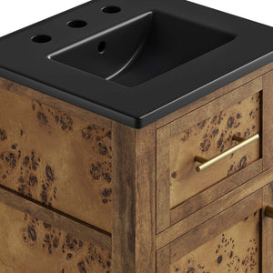 Modway Furniture Elysian 18" Handcrafted Wood Bathroom Vanity with Integrated Sink & Open Shelving - Black Brown EEI-6438-BLK-BRN