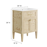 Modway Furniture Elysian 24" Wood Bathroom Vanity White Burl 18 x 24 x 39.5