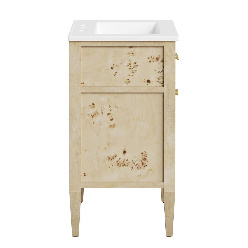 Modway Furniture Elysian 24" Wood Bathroom Vanity White Burl 18 x 24 x 39.5