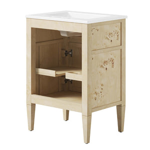 Modway Furniture Elysian 24" Wood Bathroom Vanity - Handcrafted White Burl Design with Ceramic Sink & Storage Space EEI-6439-WHI-BUR
