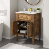 Modway Furniture Elysian 24" Wood Bathroom Vanity White Brown 18.5 x 24.5 x 39.5
