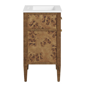 Modway Furniture Elysian 24" Wood Bathroom Vanity - Handcrafted Mango with Ceramic Sink & Stylish Storage Solutions EEI-6440-WHI-BRN
