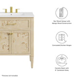 Modway Furniture Elysian 30" Wood Bathroom Vanity White Burl 18 x 30 x 39.5