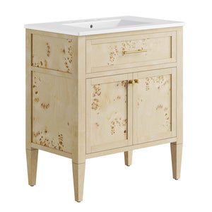 Modway Furniture Elysian 30" Wood Bathroom Vanity White Burl 18 x 30 x 39.5