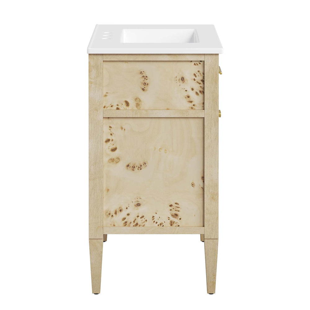 Modway Furniture Elysian 30" Wood Bathroom Vanity White Burl 18 x 30 x 39.5