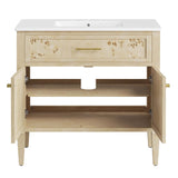 Modway Furniture Elysian 36" Wood Bathroom Vanity White Burl 18.5 x 36 x 39.5
