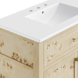 Modway Furniture Elysian 36" Wood Bathroom Vanity White Burl 18.5 x 36 x 39.5