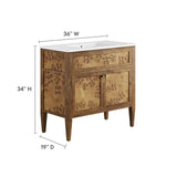 Modway Furniture Elysian 36" Wood Bathroom Vanity White Brown 18.5 x 36 x 39.5