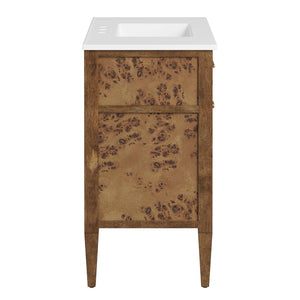 Modway Furniture Elysian 36" Wood Bathroom Vanity - Artisan Mango Wood, Elegant Ceramic Sink & Smart Storage Solutions EEI-6448-WHI-BRN