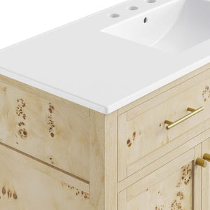 Modway Furniture Elysian 48" Wood Single Sink Bathroom Vanity - Handcrafted Mango & Burl, Modern Storage Solution EEI-6451-WHI-BUR