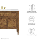 Modway Furniture Elysian 48" Wood Single Sink Bathroom Vanity White Brown 18.5 x 48 x 39.5
