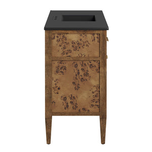 Modway Furniture Elysian 48" Wood Single Sink Bathroom Vanity - Modern Mango Wood Design with Smart Storage & Style EEI-6453-BLK-BRN