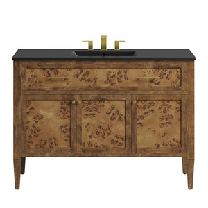 Modway Furniture Elysian 48" Wood Single Sink Bathroom Vanity - Modern Mango Wood Design with Smart Storage & Style EEI-6453-BLK-BRN