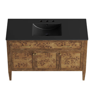 Modway Furniture Elysian 48" Wood Single Sink Bathroom Vanity - Modern Mango Wood Design with Smart Storage & Style EEI-6453-BLK-BRN
