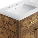 Modway Furniture Elysian 48" Wood Double Sink Bathroom Vanity White Brown 18.5 x 48 x 39.5