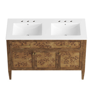 Modway Furniture Elysian 48" Double Sink Bathroom Vanity in Solid Mango Wood - Modern Elegance & Smart Storage Solutions EEI-6456-WHI-BRN
