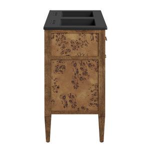 Modway Furniture Elysian 48" Double Sink Vanity - Handcrafted Mango Wood with Modern Mid-Century Design & Storage EEI-6457-BLK-BRN