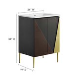 Modway Furniture Alchemist 24" Bathroom Vanity White Black 18.5 x 24.5 x 40.5