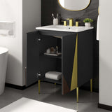 Modway Furniture Alchemist 24" Bathroom Vanity White Black 18.5 x 24.5 x 40.5
